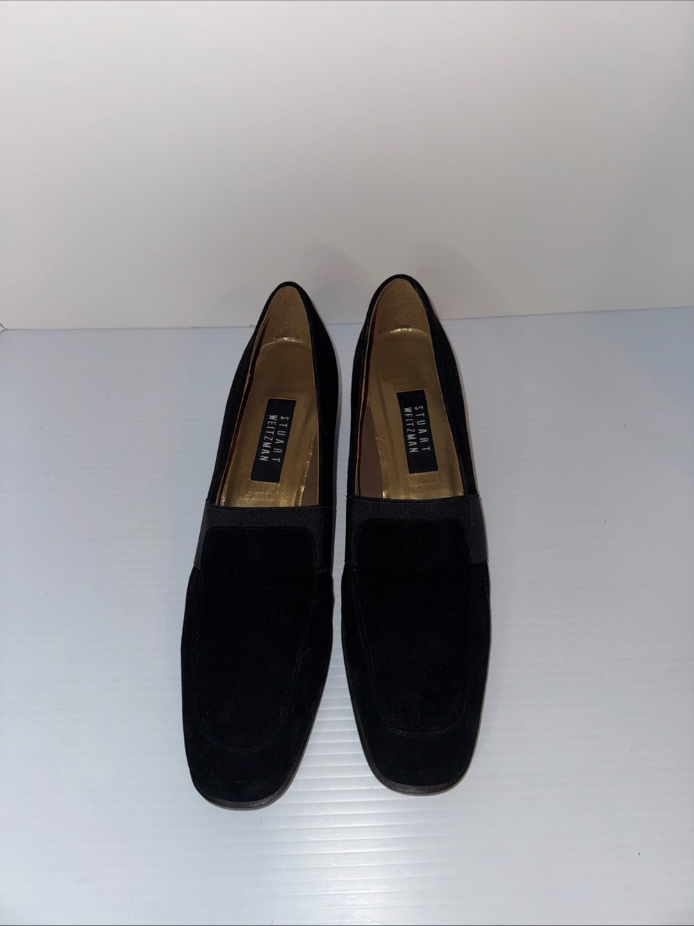 WOMEN'S STUART WEITZMAN BLACK SUEDE SLIP-ON BLOCK HEEL LOAFERS/SHOES ~ 12
